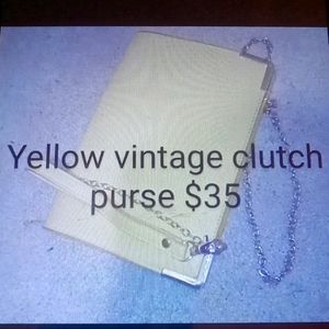 Vintage clutch purse yellow